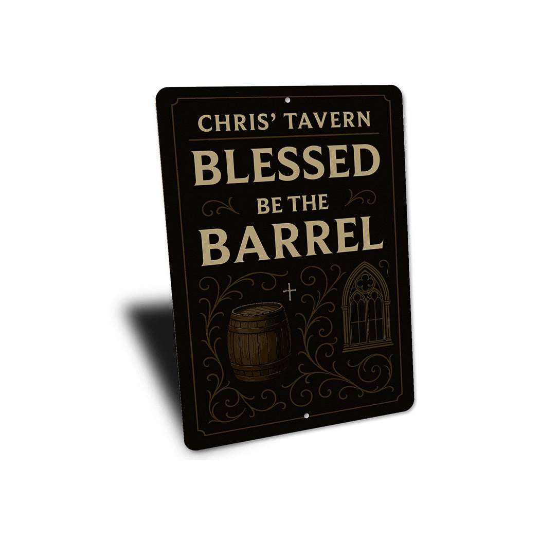 Vintage Blessed Be The Barrel Aluminum Tavern Sign