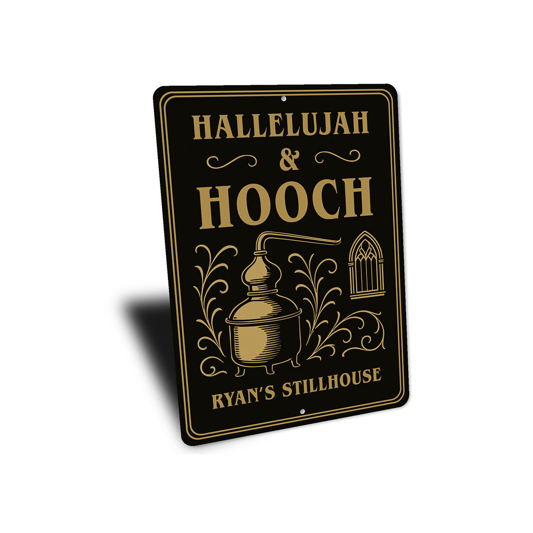 Vintage Hallelujah Hooch Metal Sign Personalized Stillhouse