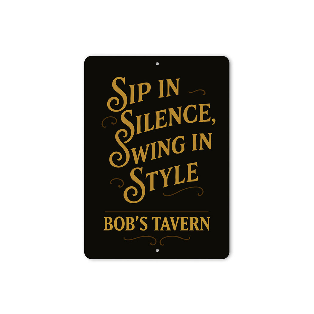 Vintage Spin in Silence, Wing in Style Aluminum Tavern Sign