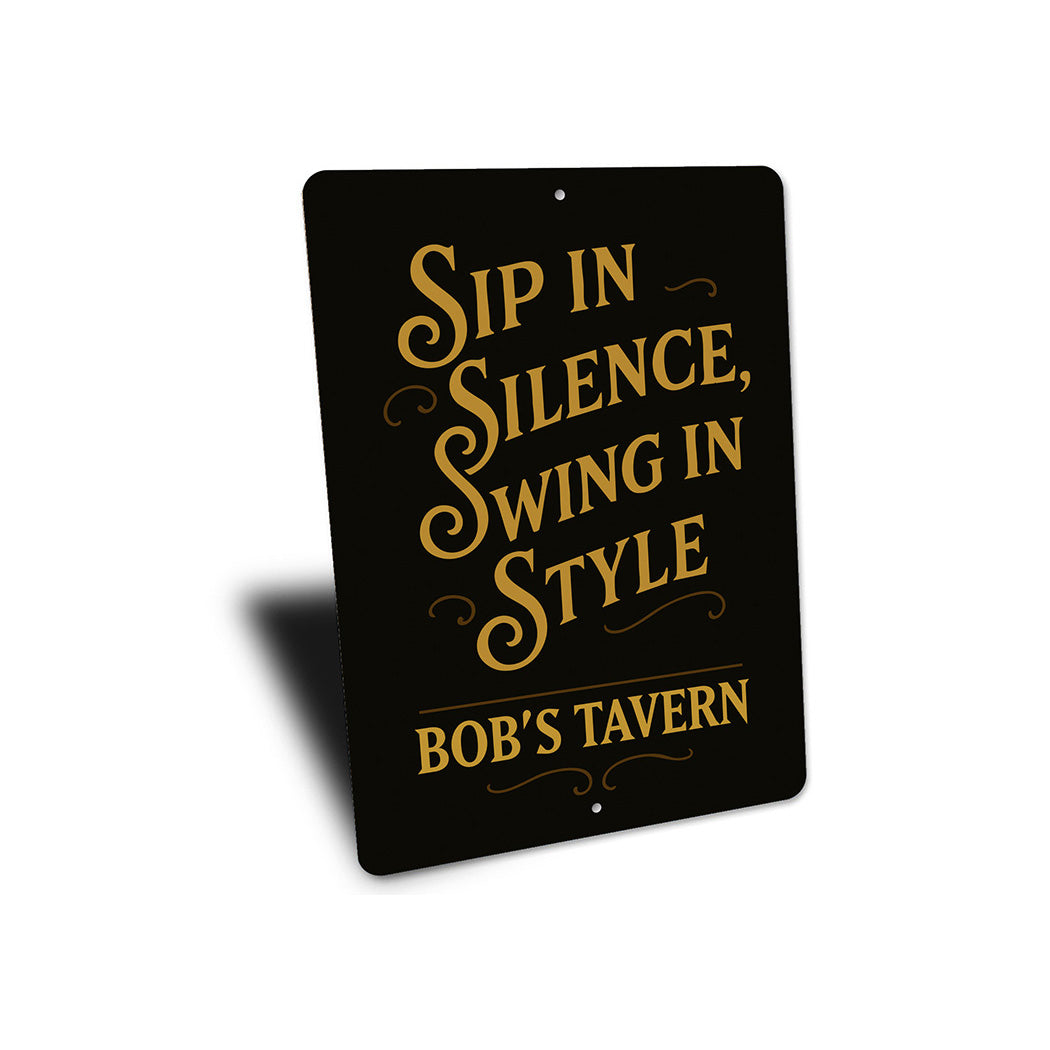 Vintage Spin in Silence, Wing in Style Aluminum Tavern Sign