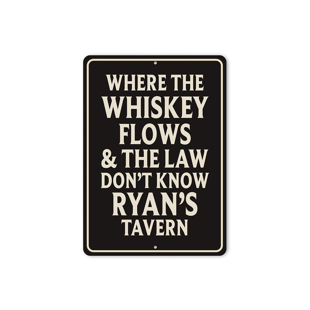 Vintage Where the Whiskey Flows Aluminum Tavern Sign