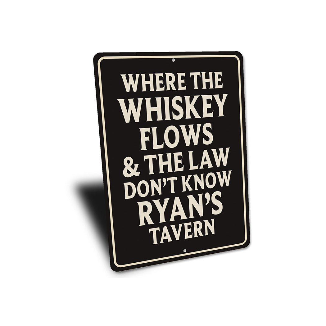 Vintage Where the Whiskey Flows Aluminum Tavern Sign