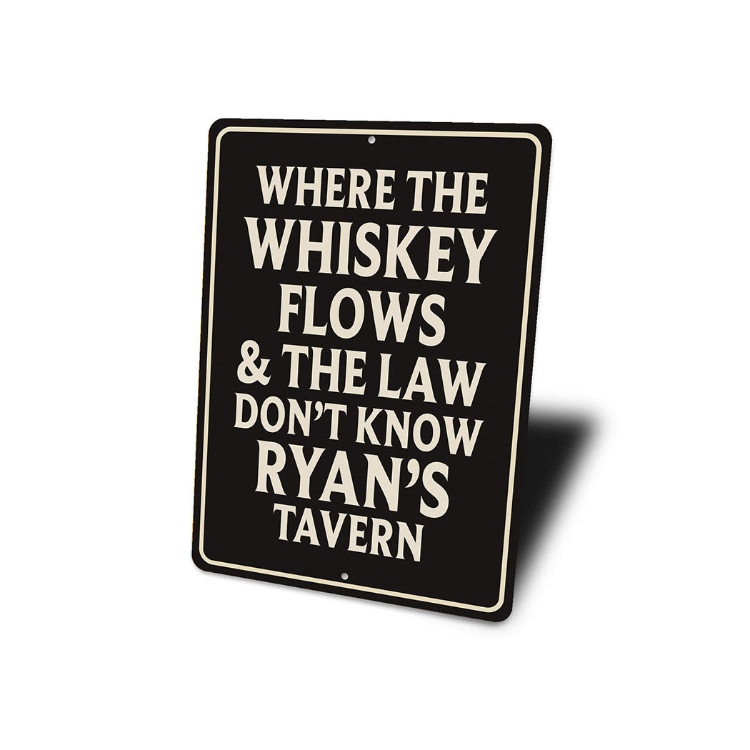 Vintage Where the Whiskey Flows Aluminum Tavern Sign