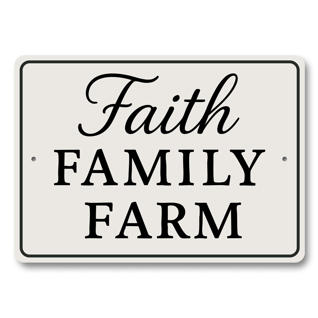 Rustic Faith Family Farm Aluminum Wall Sign Farmhouse Decor