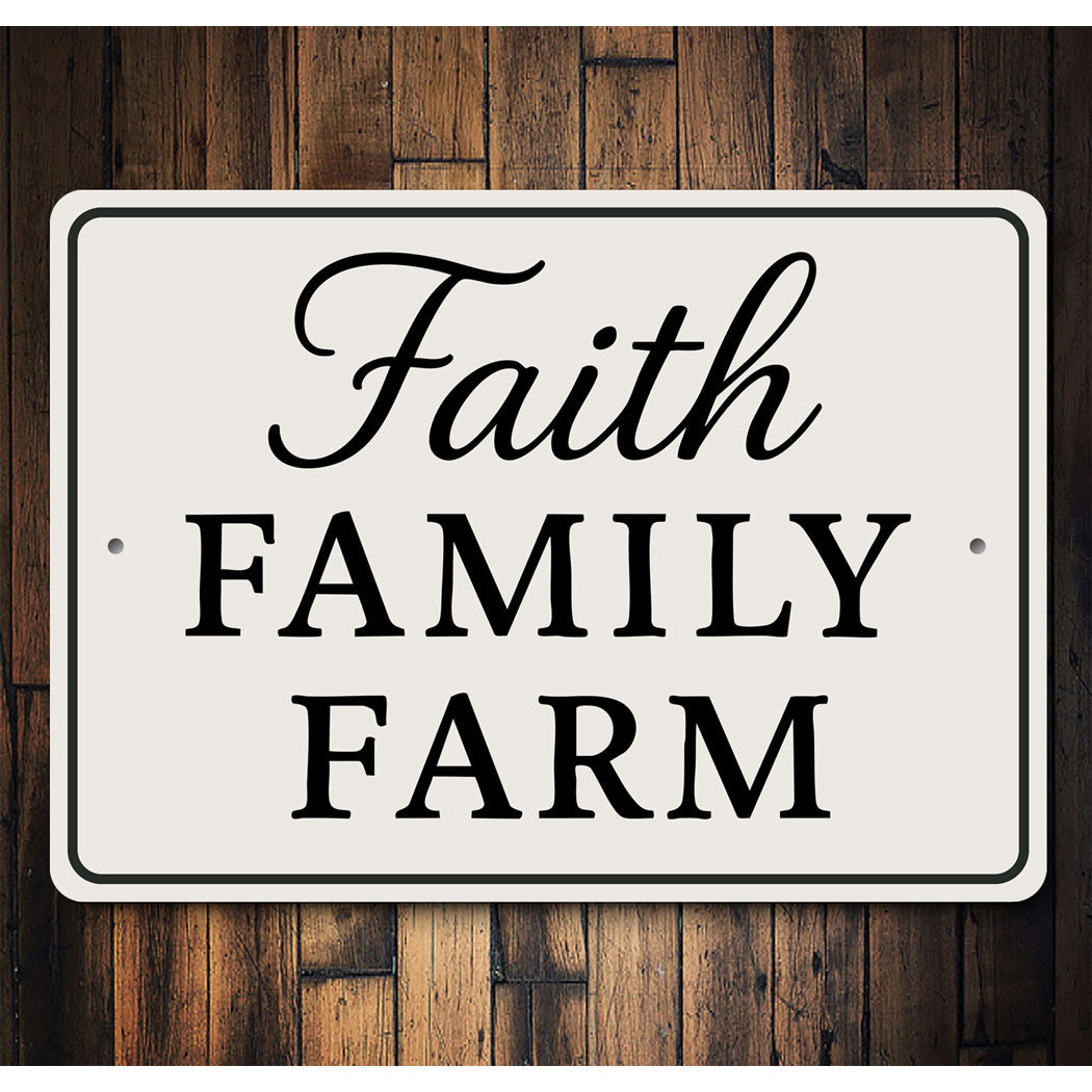 Rustic Faith Family Farm Aluminum Wall Sign Farmhouse Decor