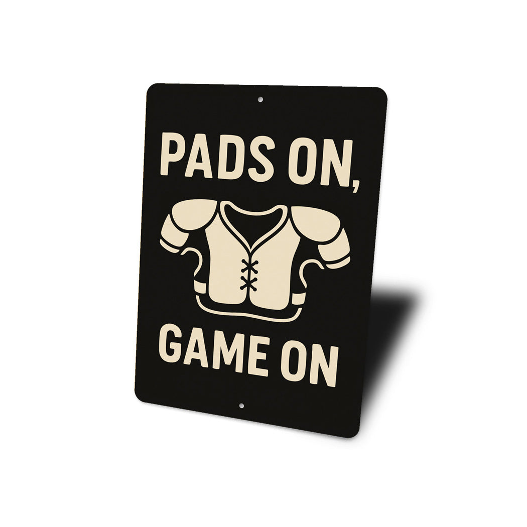 Pads On Game On Football Aluminum Decor Sign