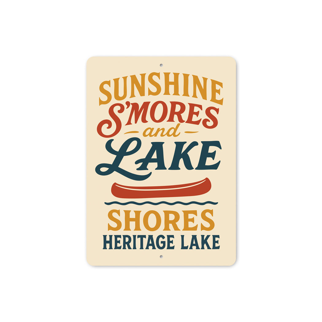 Sunshine Smores Lake Shores Heritage Lake Aluminum Sign