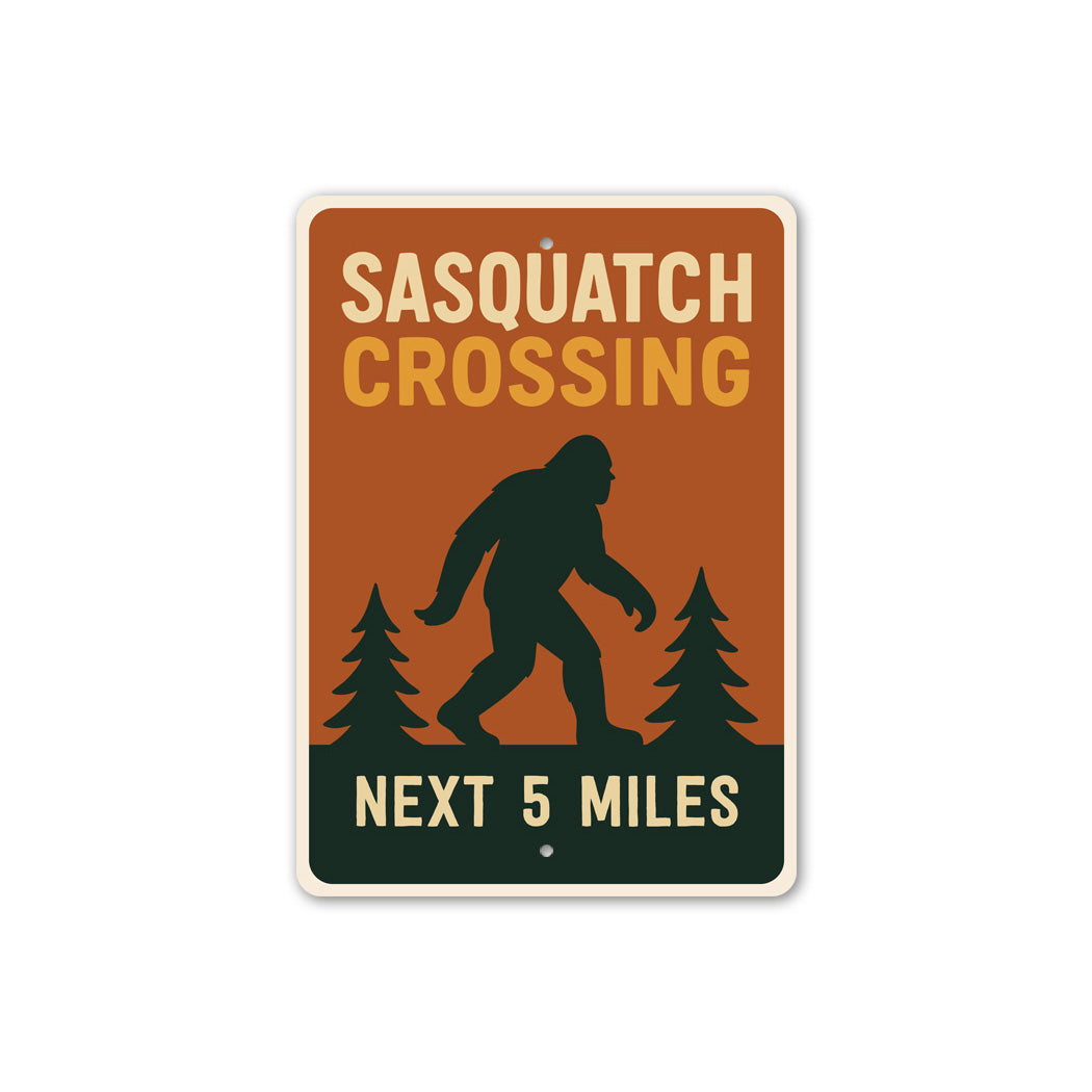 Sasquatch Crossing Next 5 Miles Bigfoot Warning Metal Sign