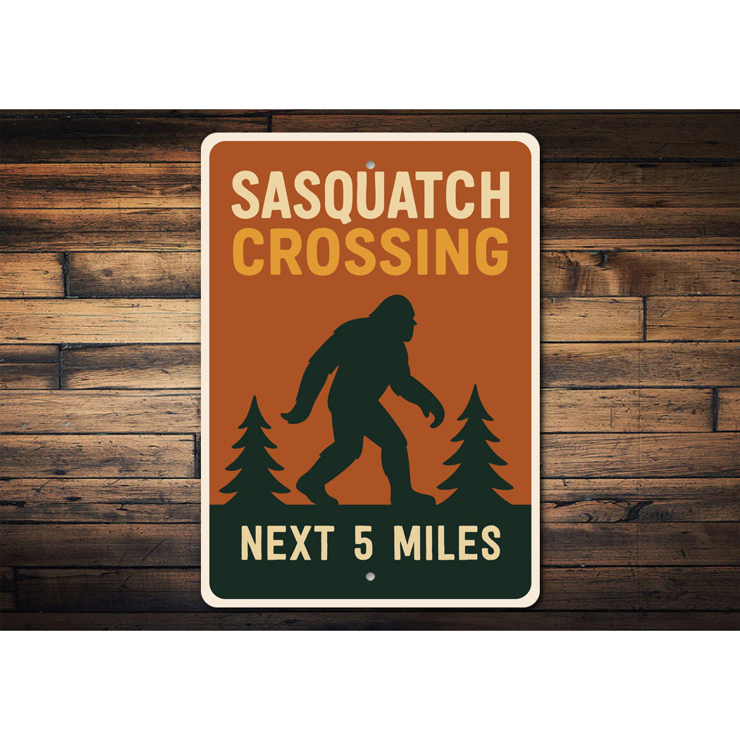Sasquatch Crossing Next 5 Miles Bigfoot Warning Metal Sign