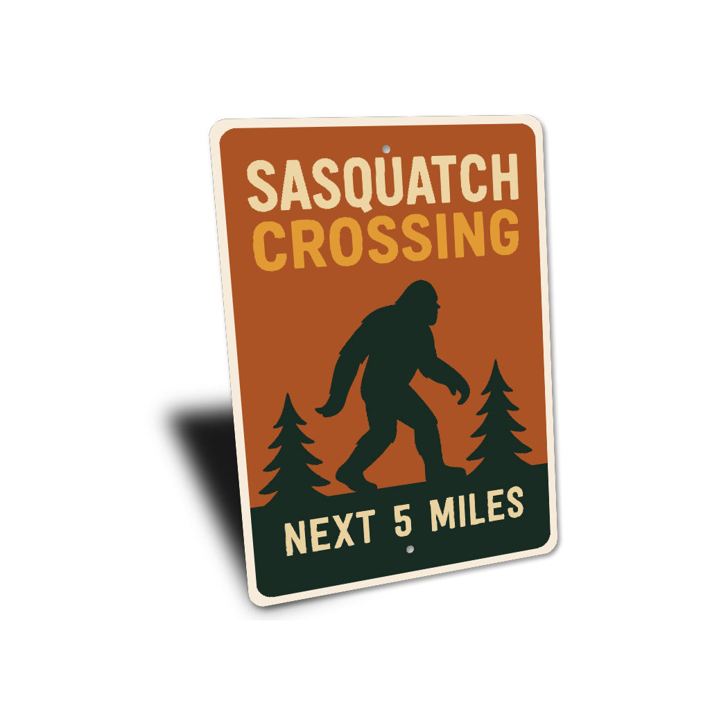 Sasquatch Crossing Next 5 Miles Bigfoot Warning Metal Sign