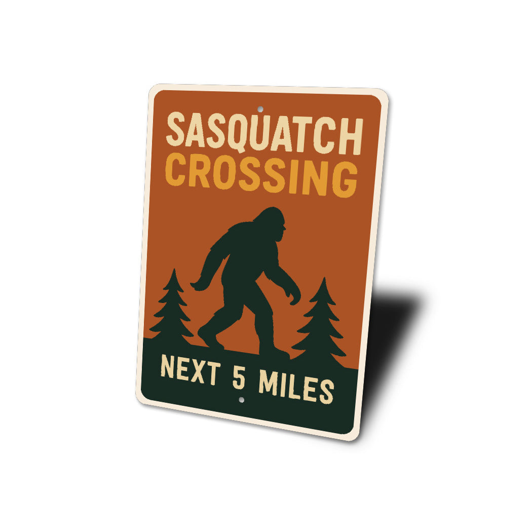Sasquatch Crossing Next 5 Miles Bigfoot Warning Metal Sign