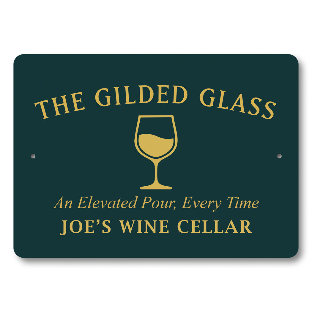 Gilded Glass Elevated Pour Personalized Wine Cellar Sign