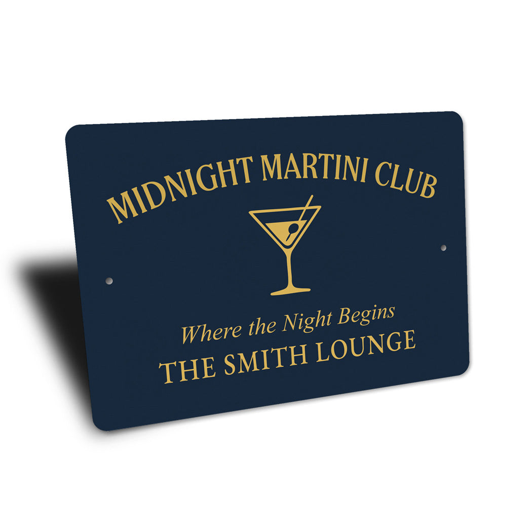 Midnight Martini Club The Night Begins Personalized Sign