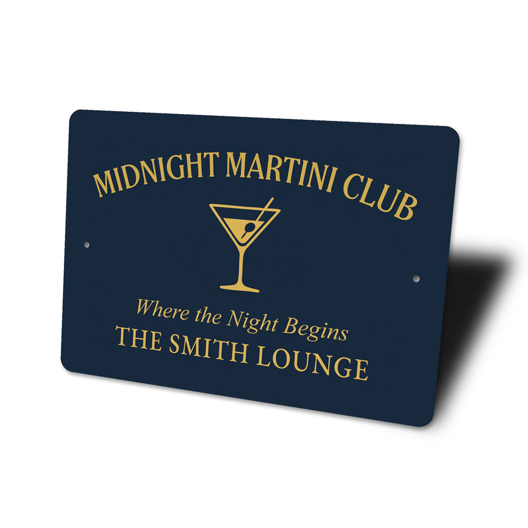 Midnight Martini Club The Night Begins Personalized Sign