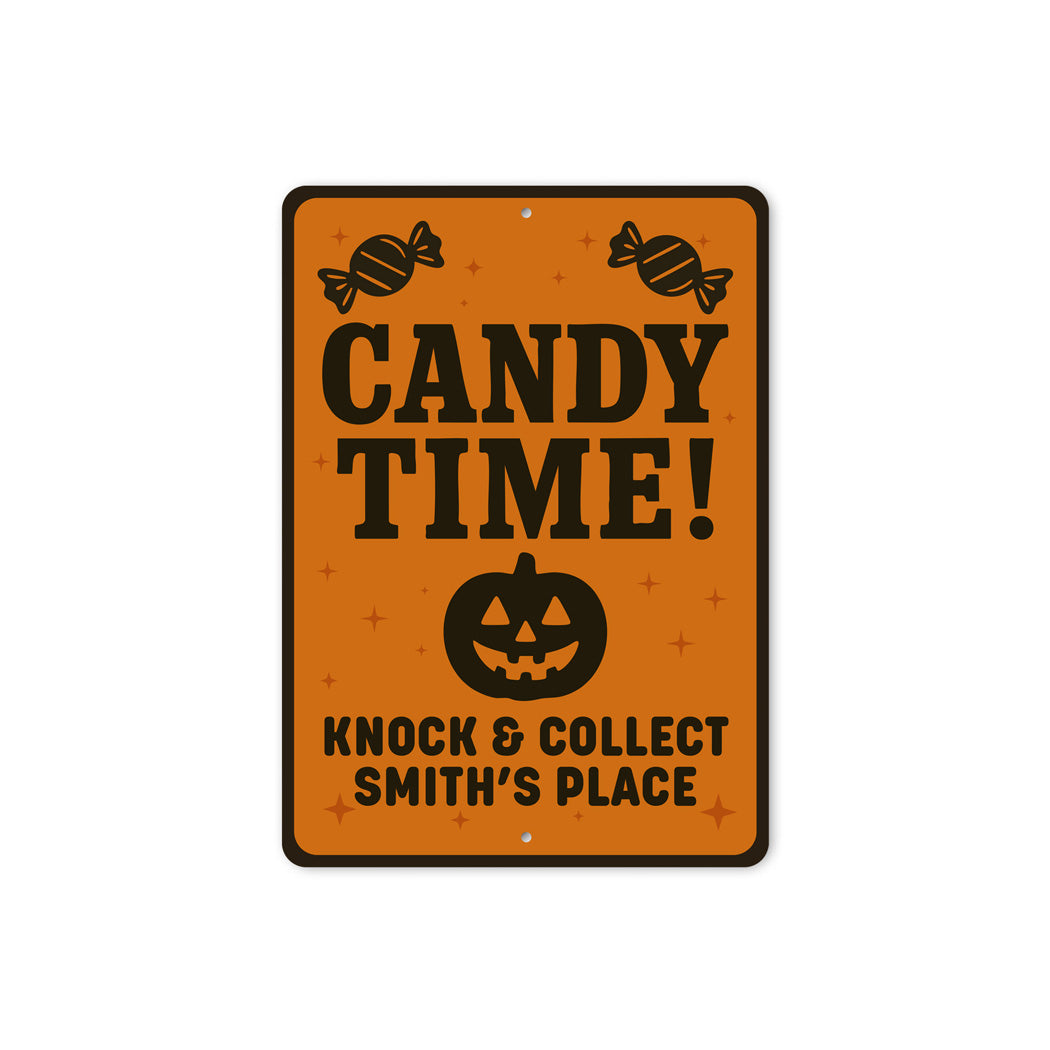Candy Time Carved Pumpkin Knock And Collect Custom Sign