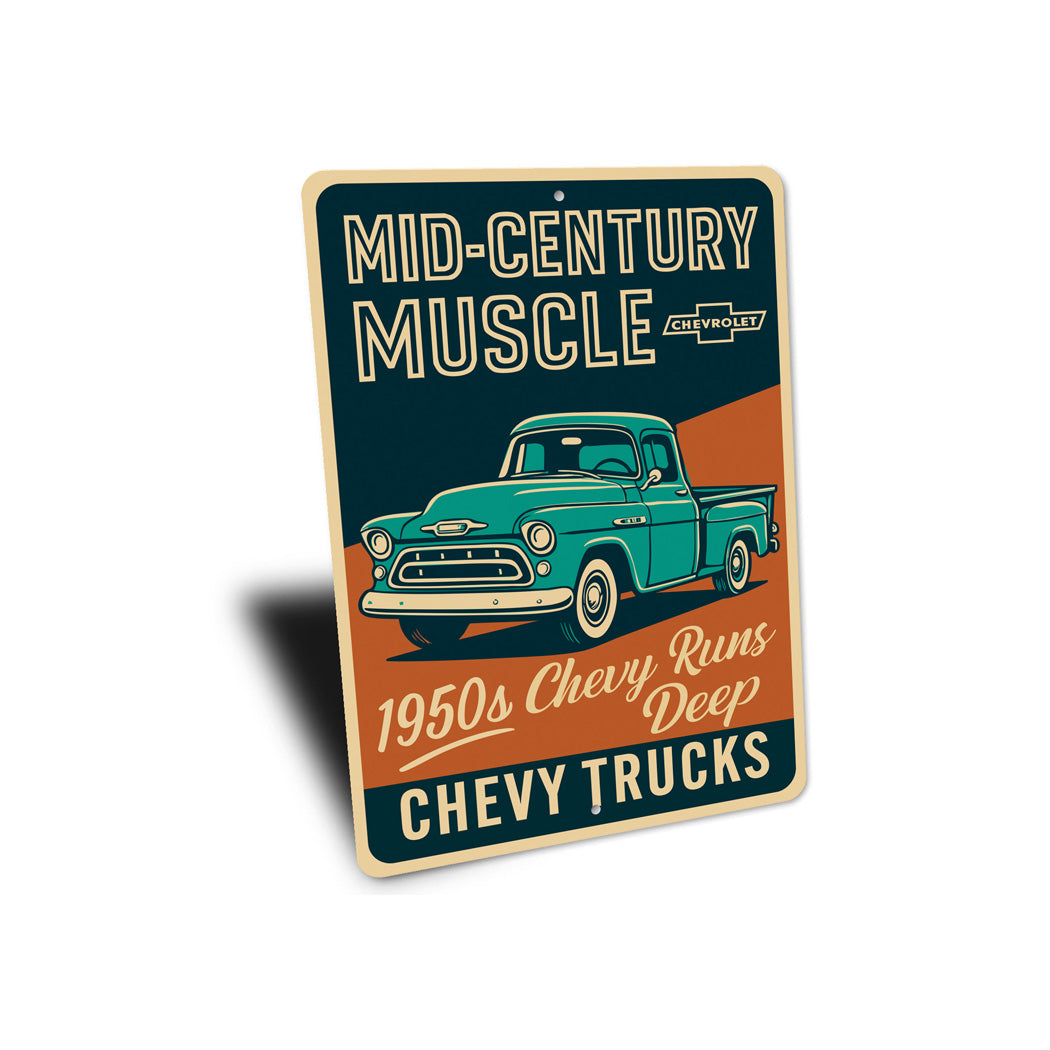 Chevy Trucks Mid-Century Muscle 1950s Chevrolet Sign