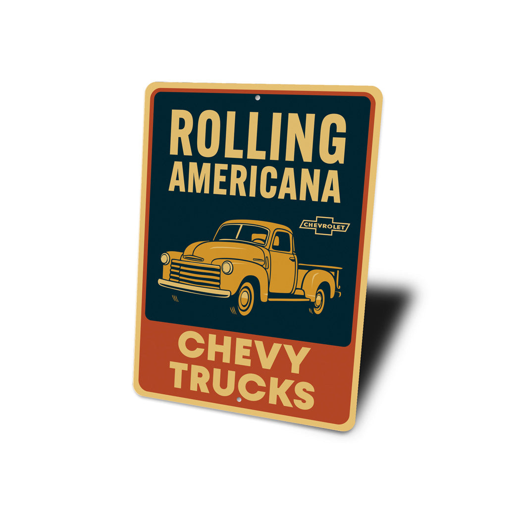 Chevy Trucks Rolling Americana Chevrolet Vintage Sign