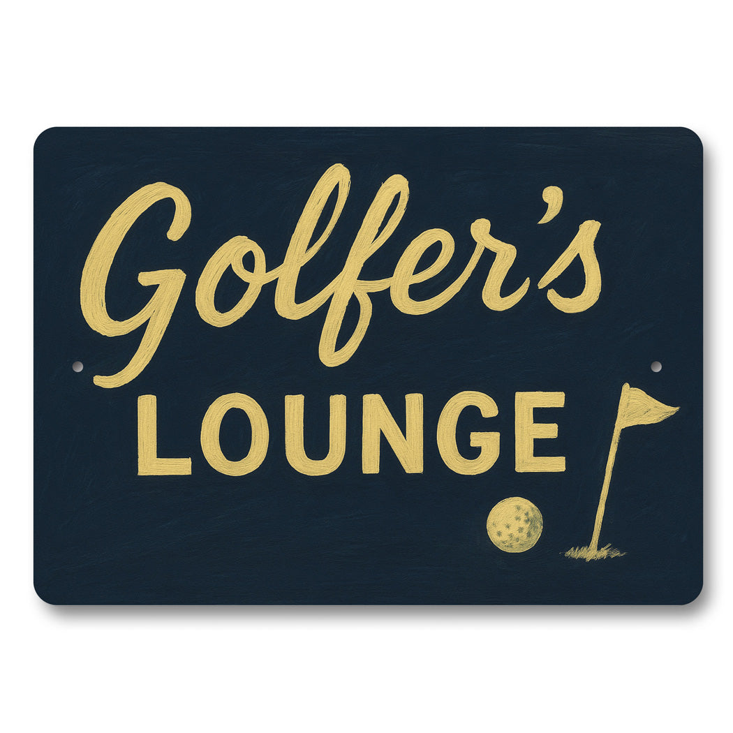 Golfer's Lounge Golf Ball Aluminum Decor Sign