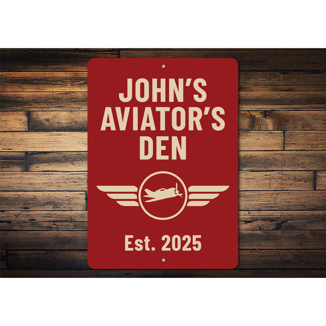 Personalized Aviator's Den Established Year Sign