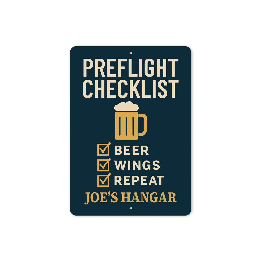 Custom Hangar Preflight Checklist Beer Wings Repeat Sign