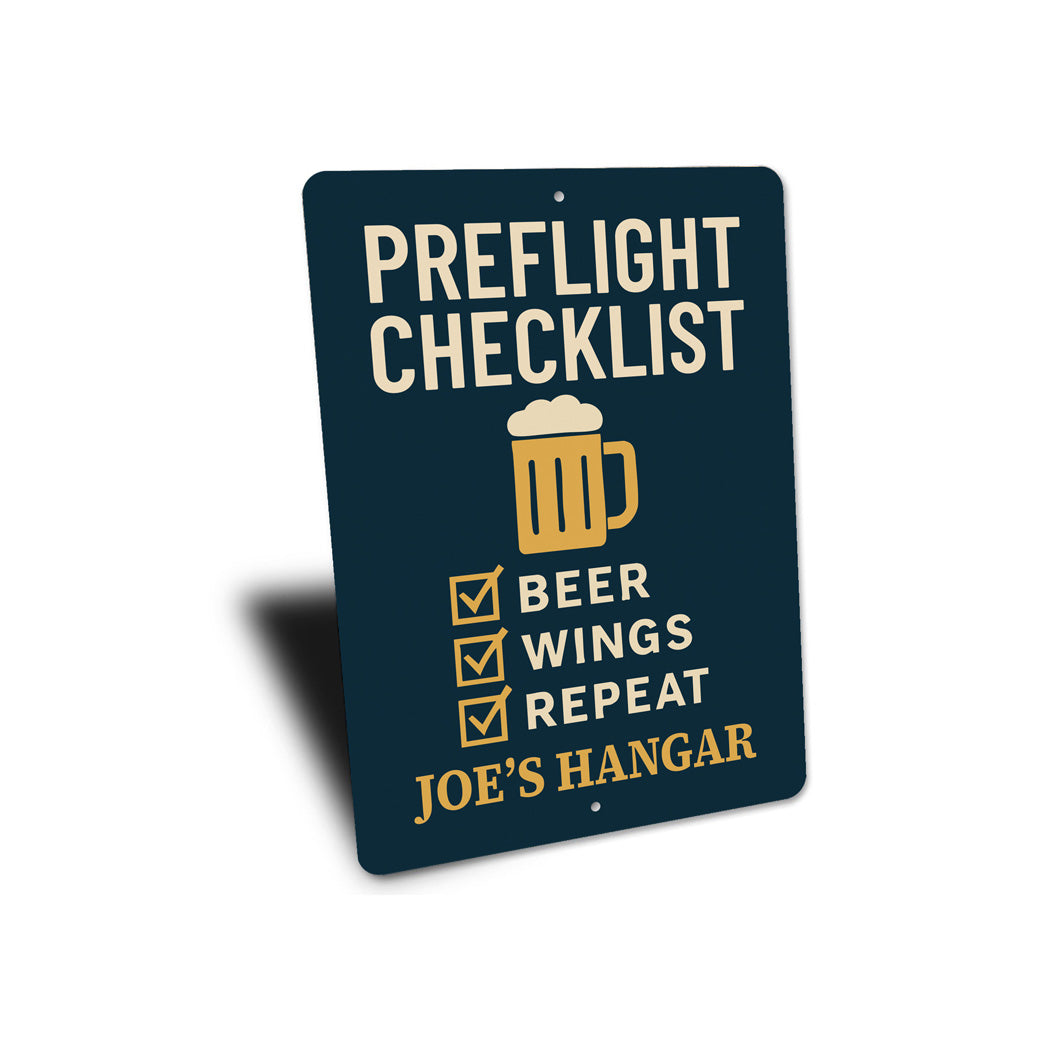 Custom Hangar Preflight Checklist Beer Wings Repeat Sign