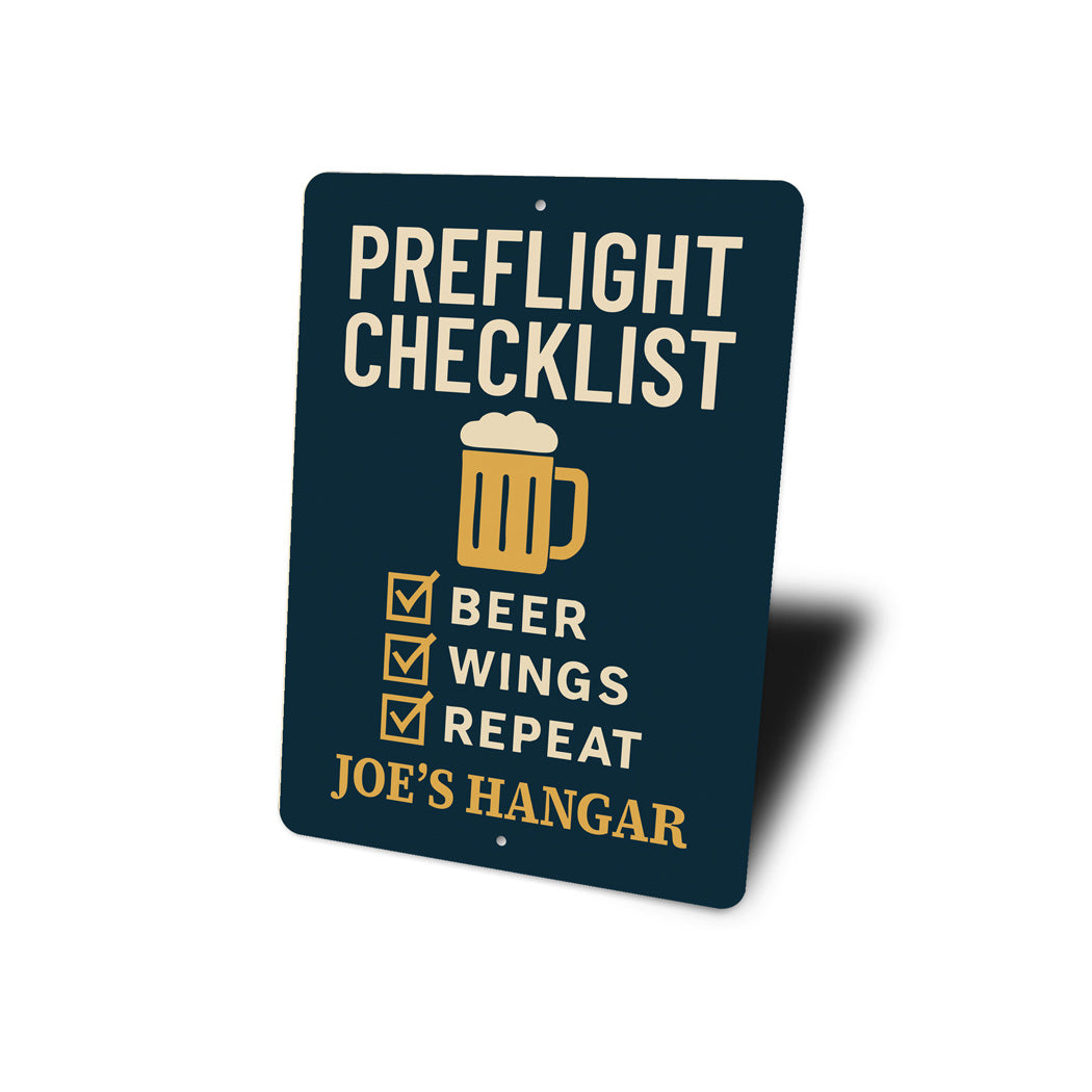 Custom Hangar Preflight Checklist Beer Wings Repeat Sign
