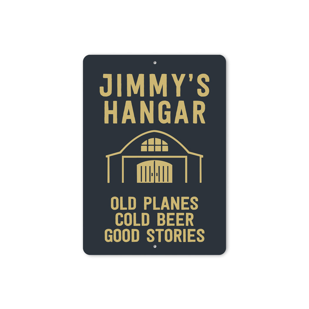 Personalized Hangar Old Planes Cold Beer Good Stories Sign