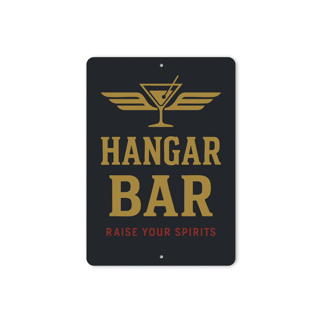 Hangar Bar Raise Your Spirits Cocktail With Wings Sign