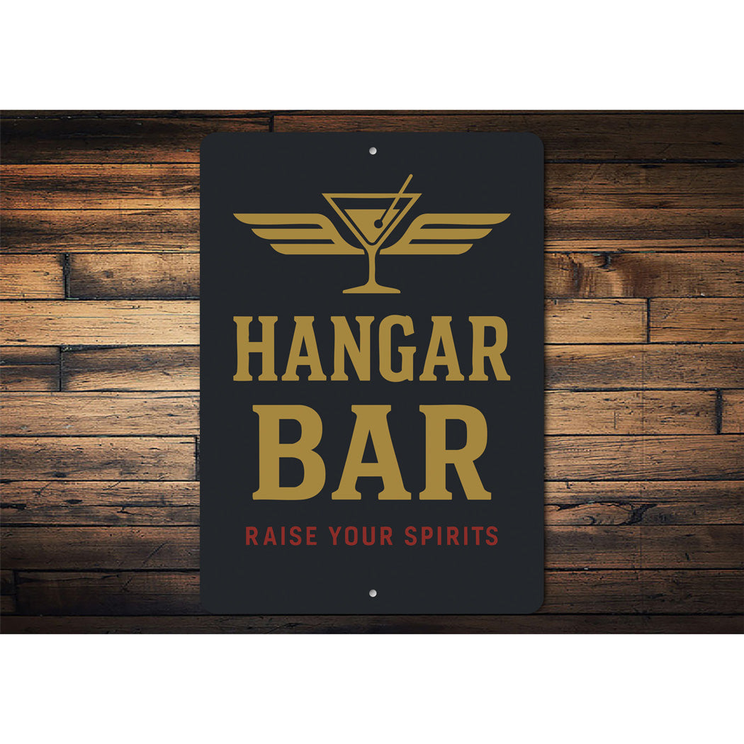 Hangar Bar Raise Your Spirits Cocktail With Wings Sign