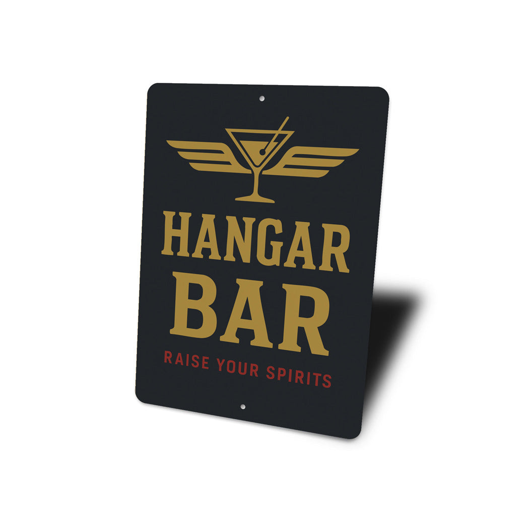 Hangar Bar Raise Your Spirits Cocktail With Wings Sign