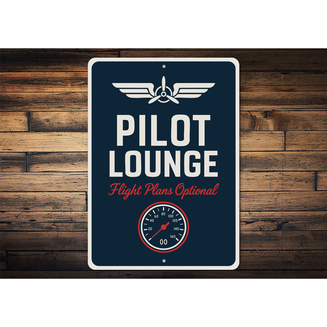 Pilot Lounge Flight Plans Optional Wings Decor Sign
