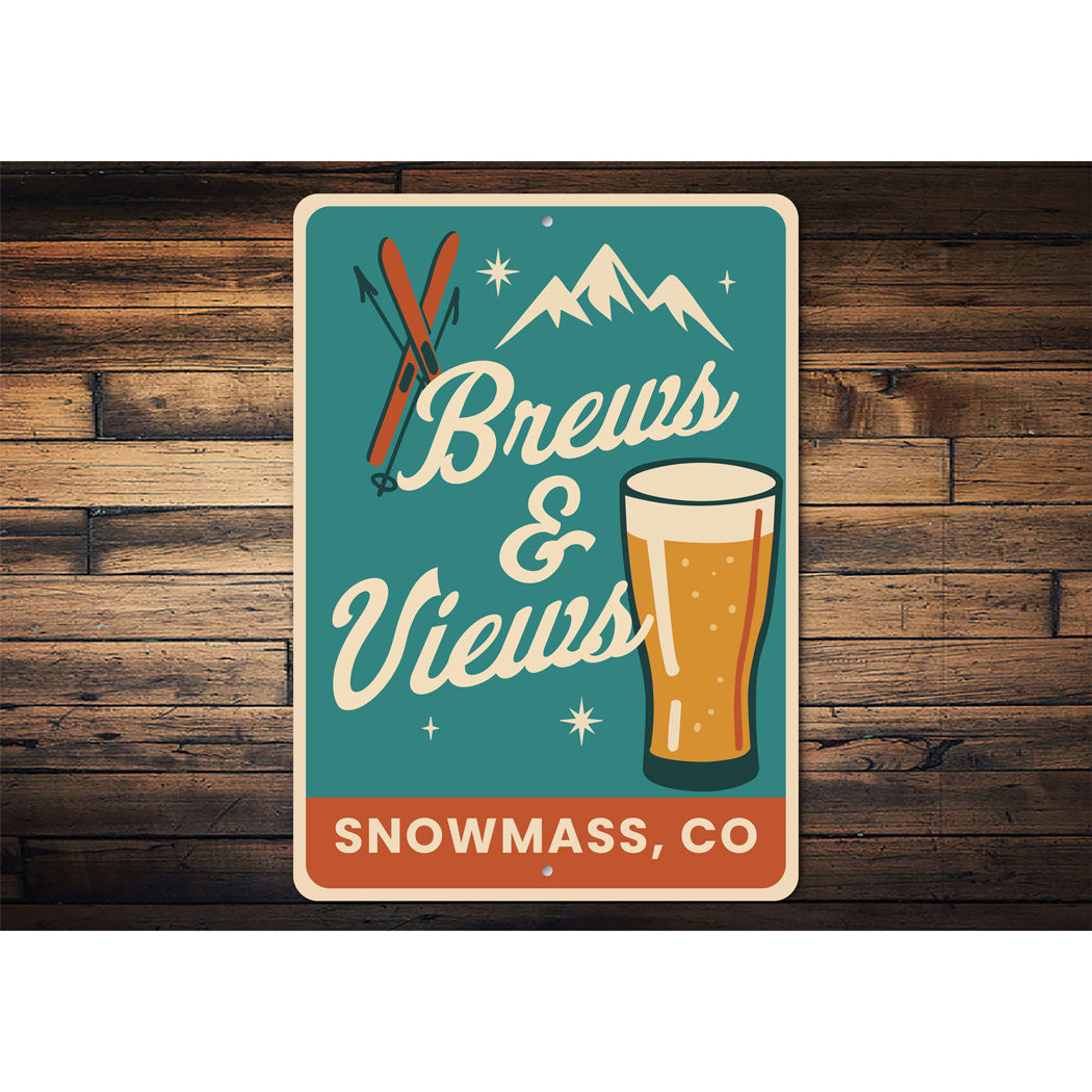 Brews And Views Snowmass Village Colorado Ski Sign
