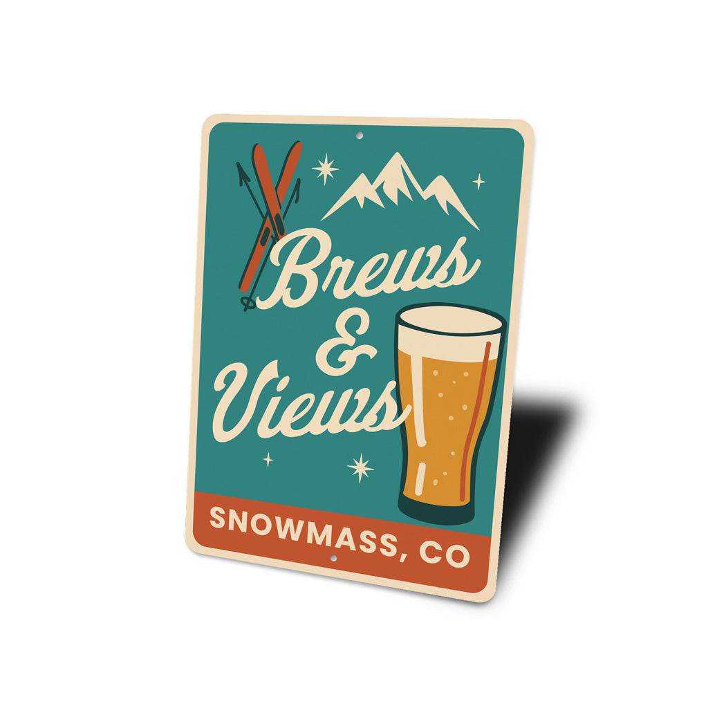 Brews And Views Snowmass Village Colorado Ski Sign