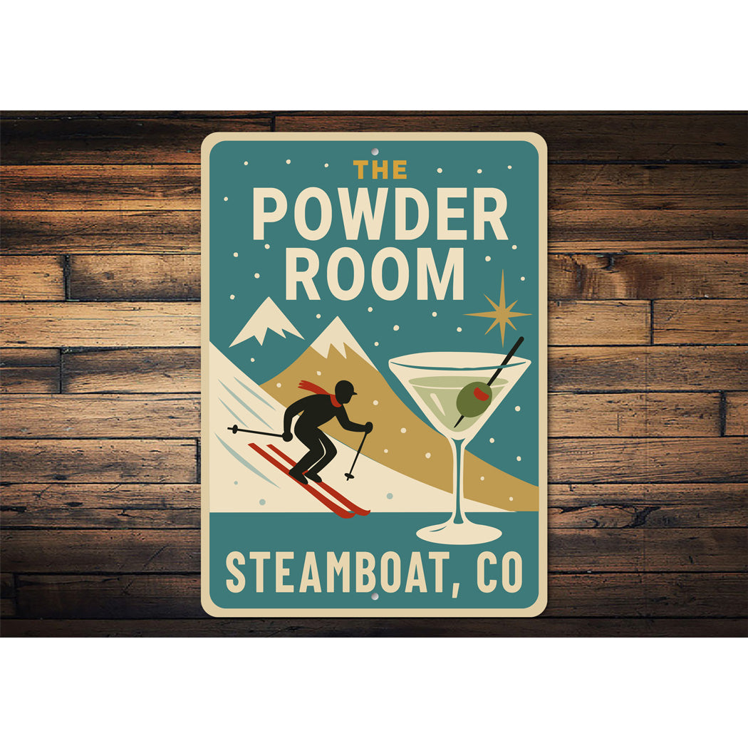 The Powder Room Ski And Cocktails Steamboat Colorado Sign