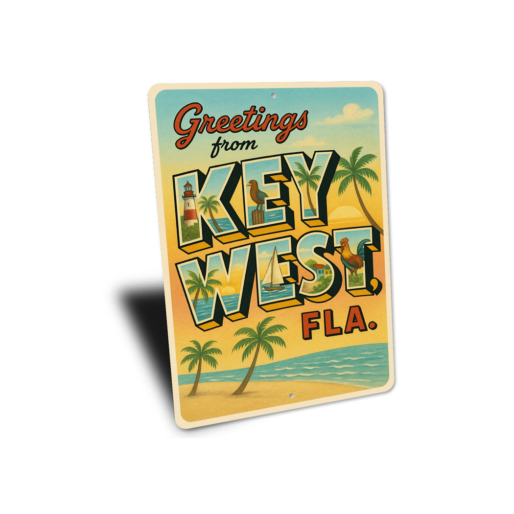 Greetings From Key West Island Paradise Postcard Sign