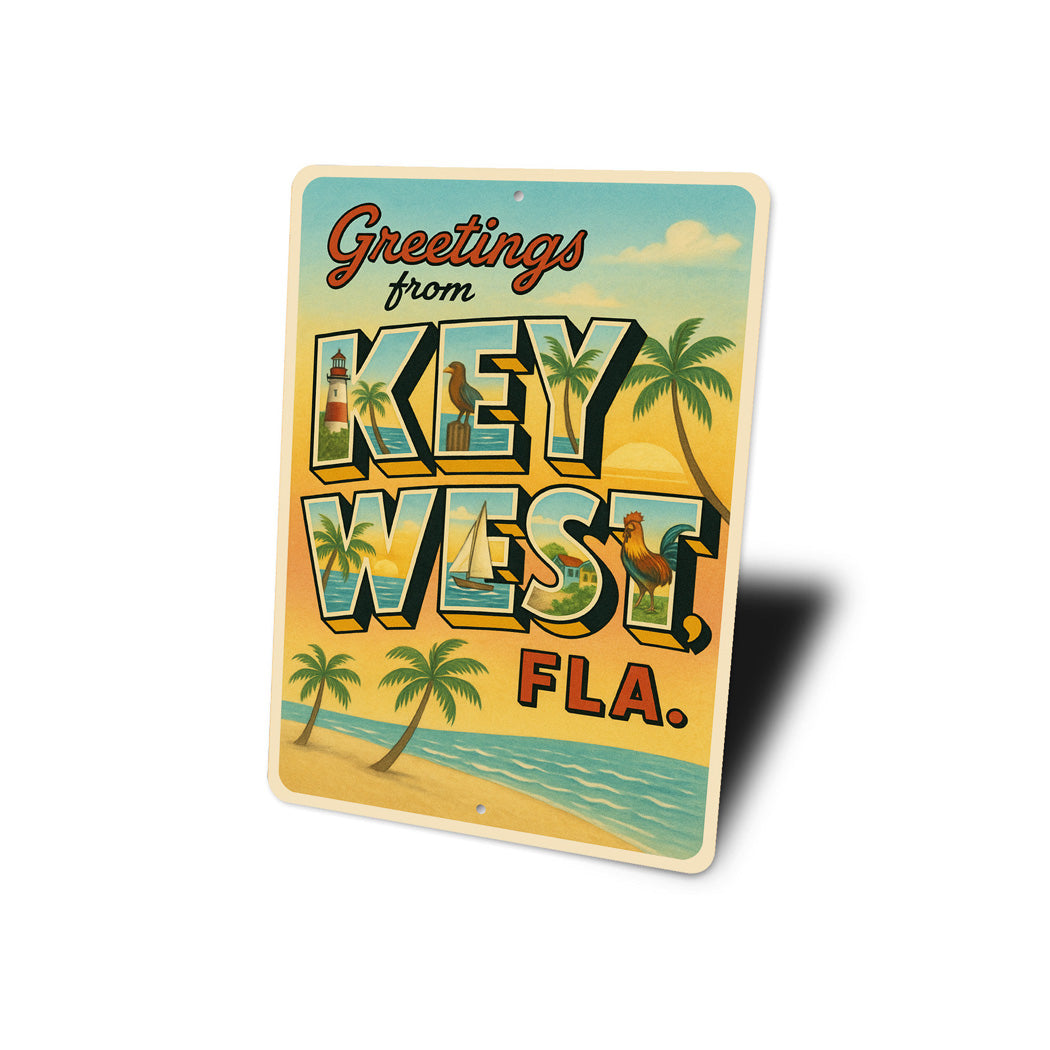 Greetings From Key West Island Paradise Postcard Sign