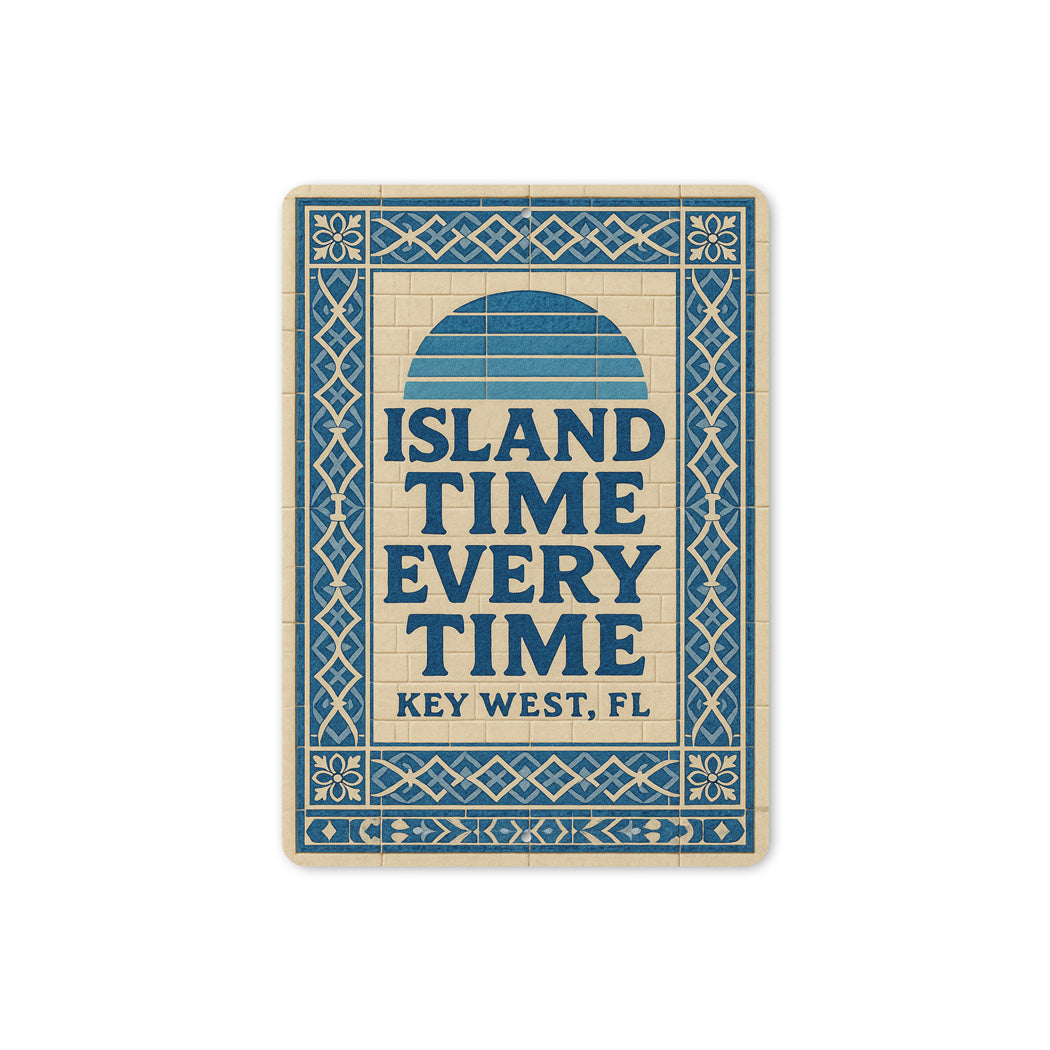 Key West Island Time Every Time Mediterranean Tile Sign