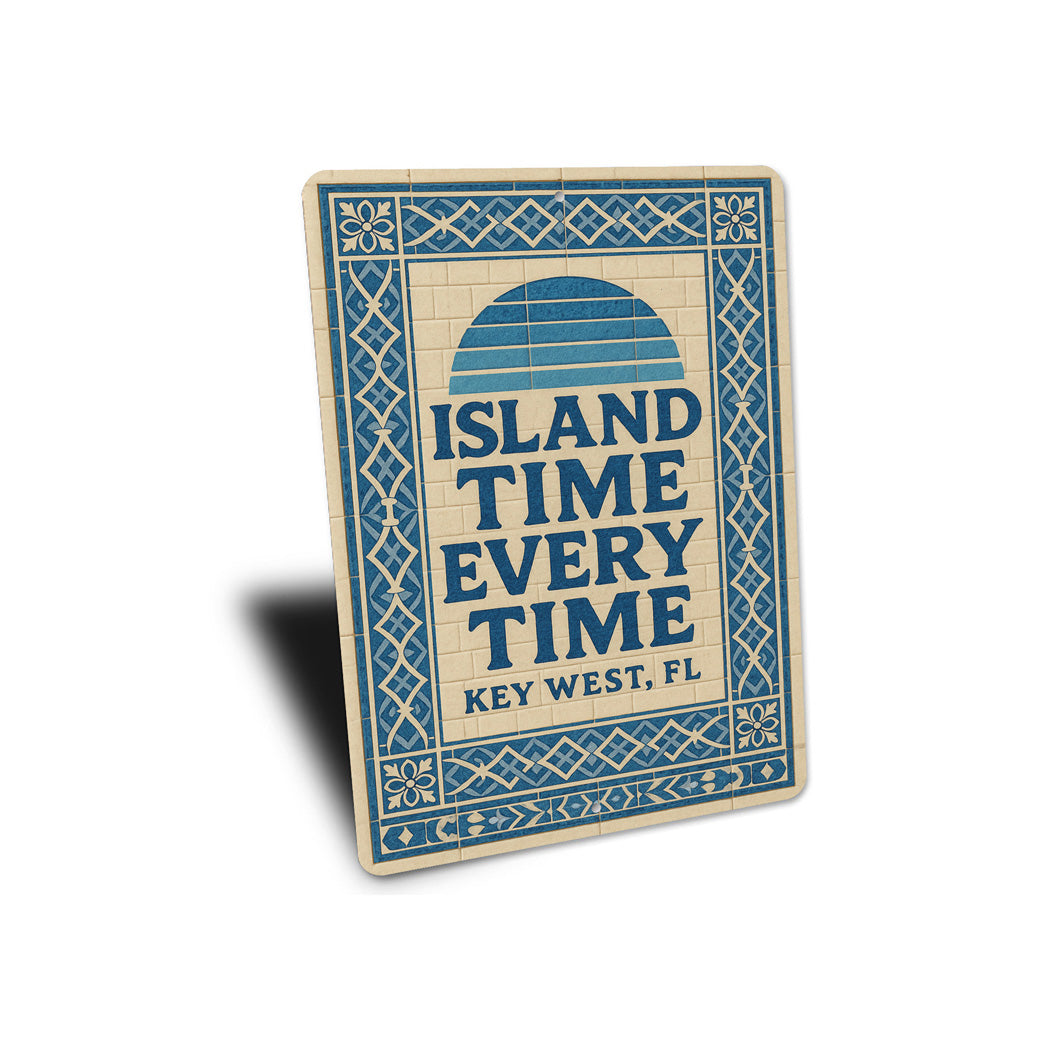 Key West Island Time Every Time Mediterranean Tile Sign