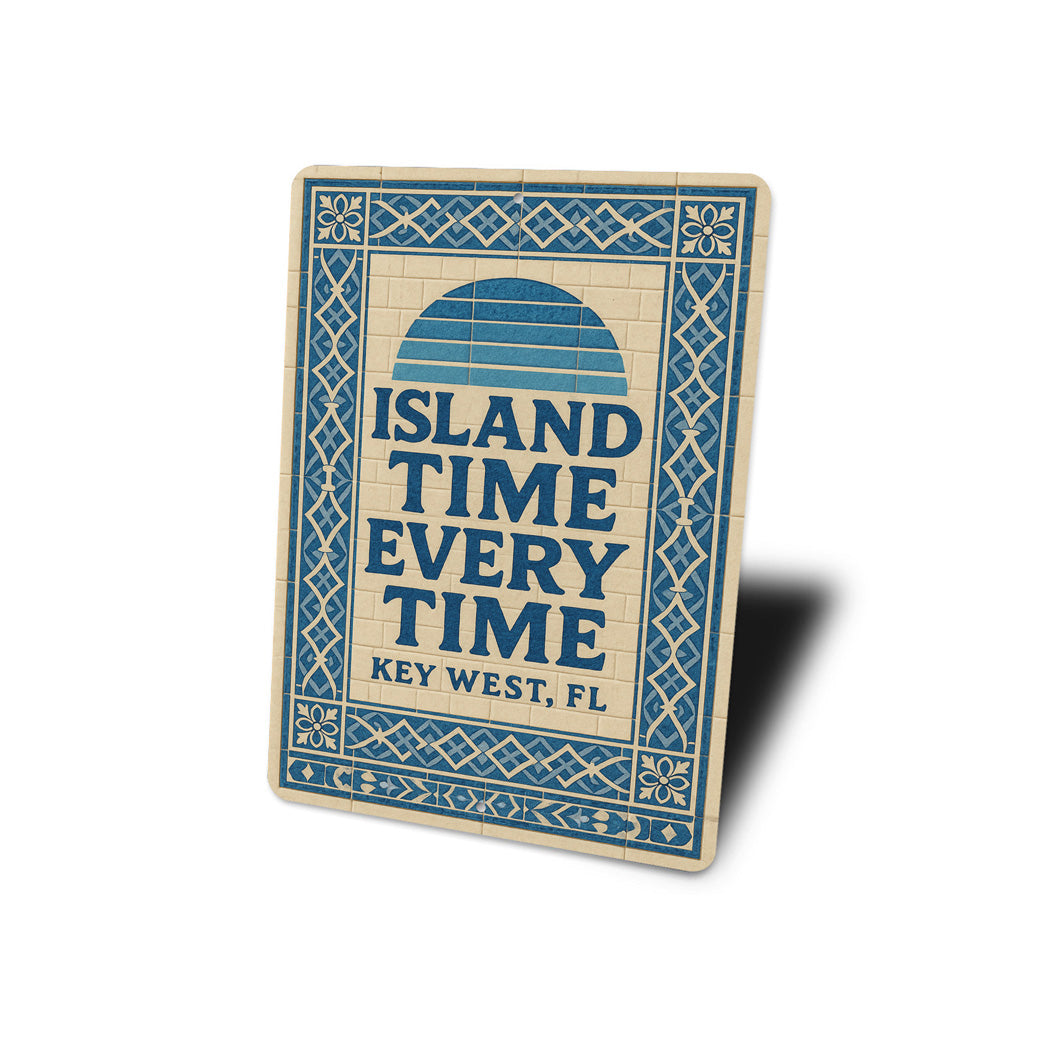 Key West Island Time Every Time Mediterranean Tile Sign