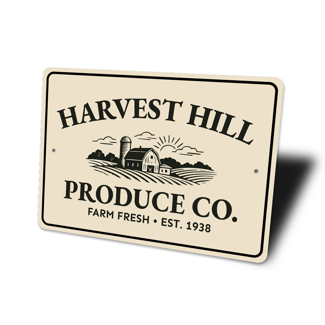 Personalized Harvest Hill Produce Co. Sign
