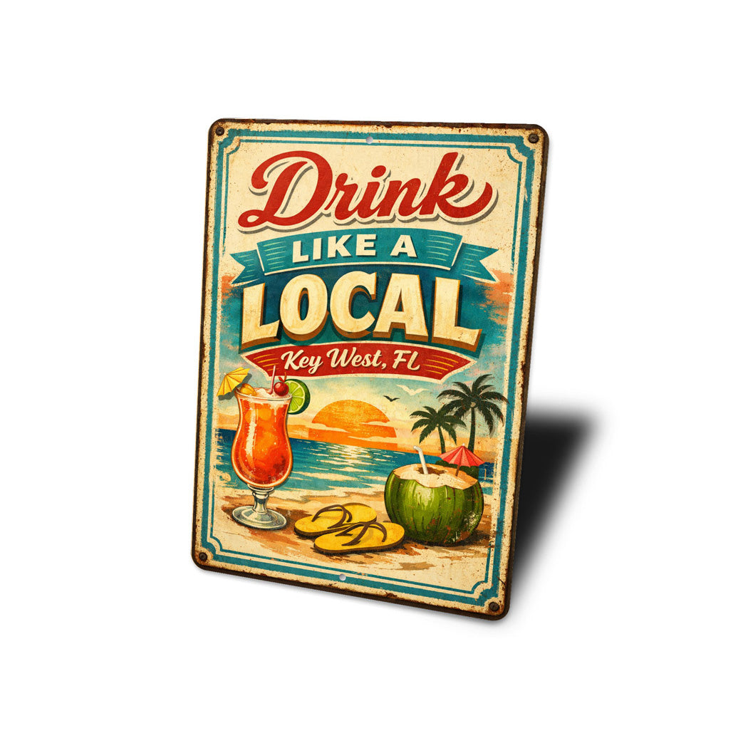 Drink Like A Local Tropical Drink Key West Florida Sign