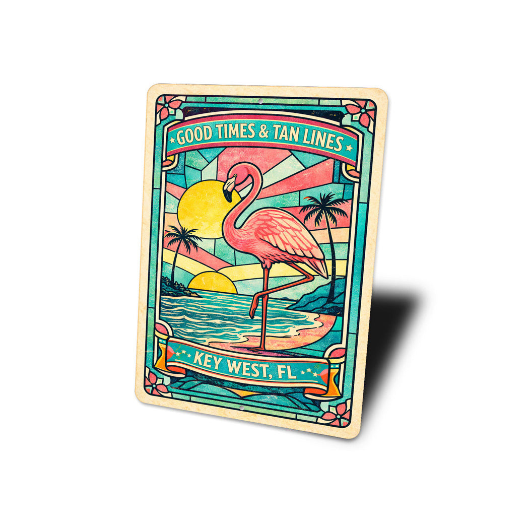Good Times And Tan Lines Key West Flamingo Sign