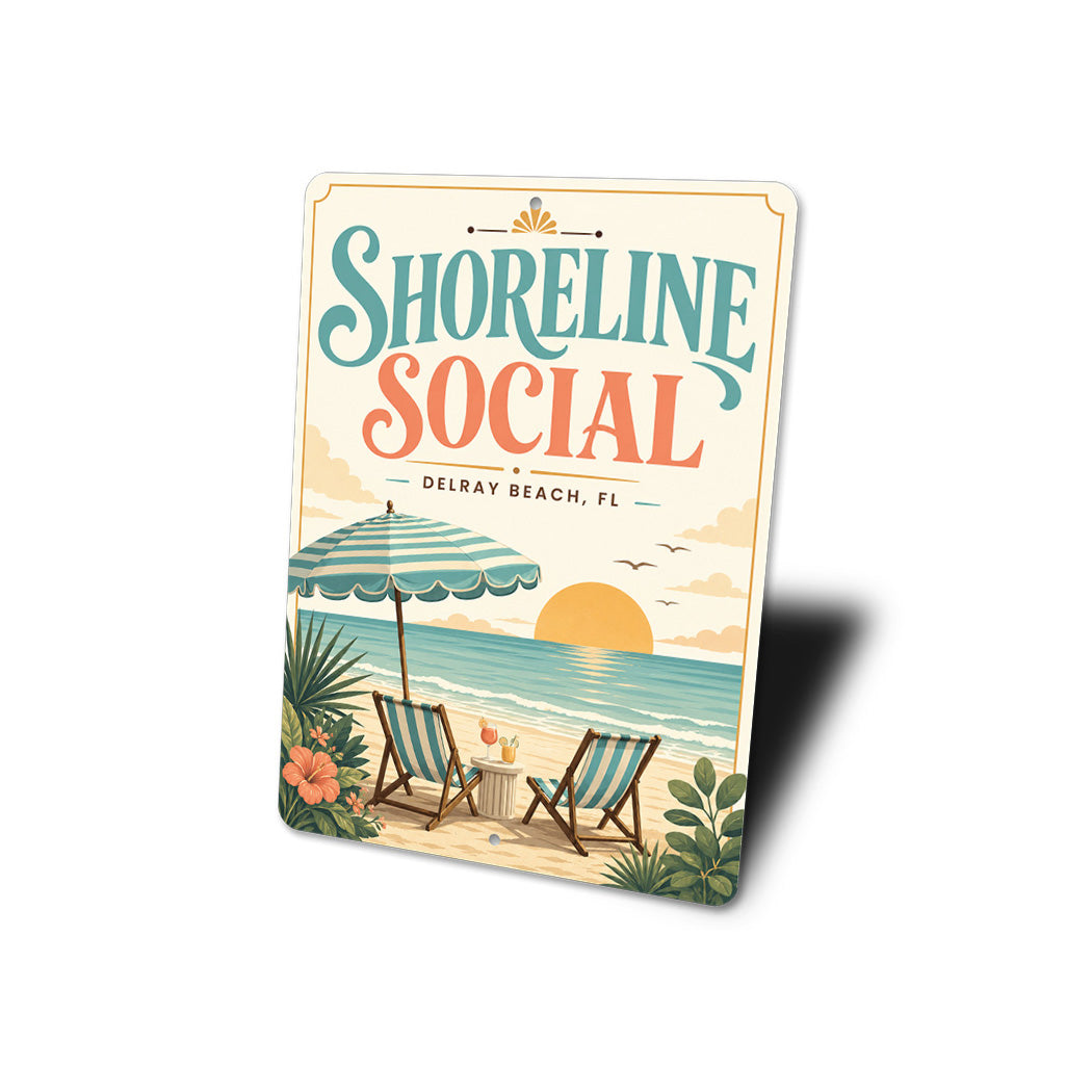 Shoreline Social Beach Umbrella Sign