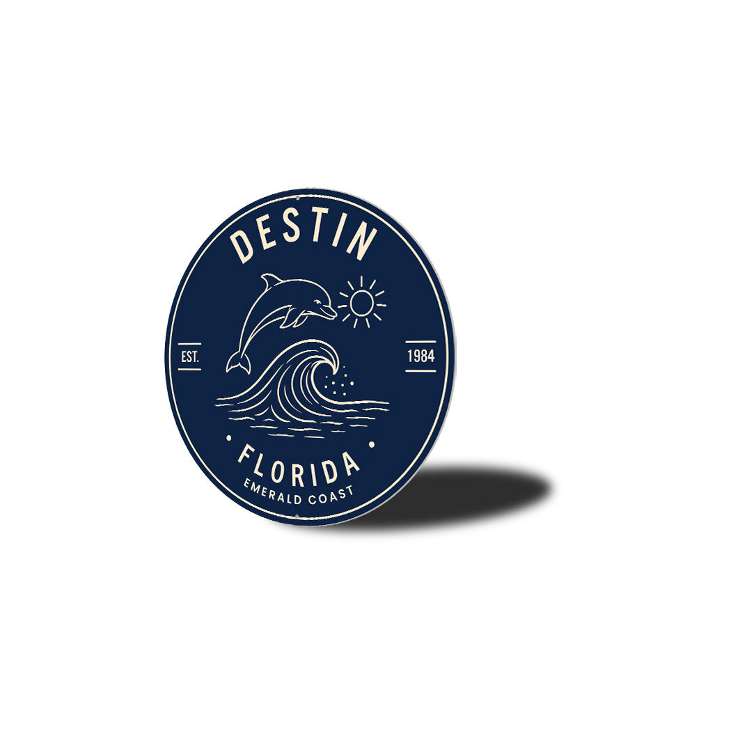 Emerald Coast Dolphin Round Sign