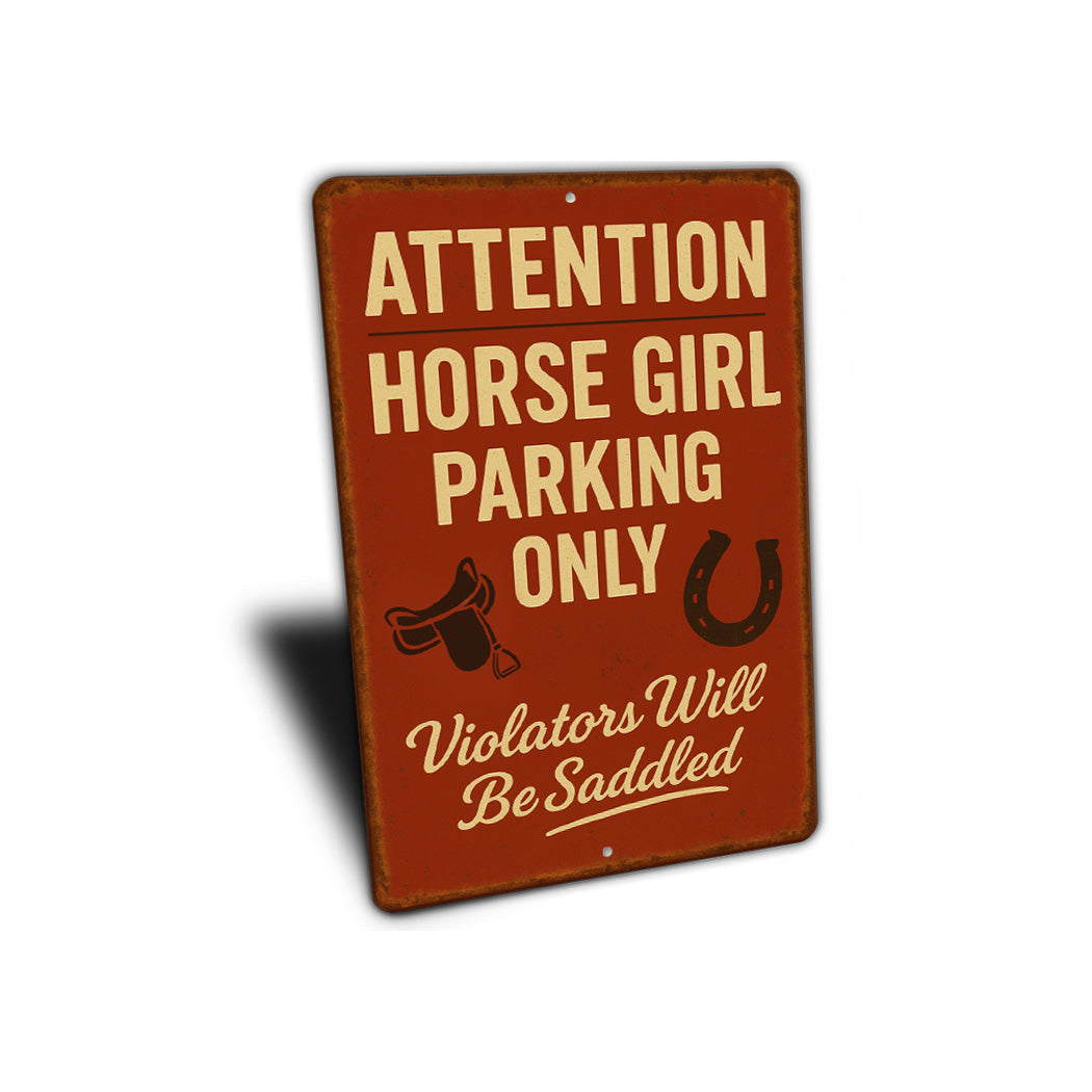 Horse Girl Reserved Parking Cowgirl Equestrian Rustic Sign