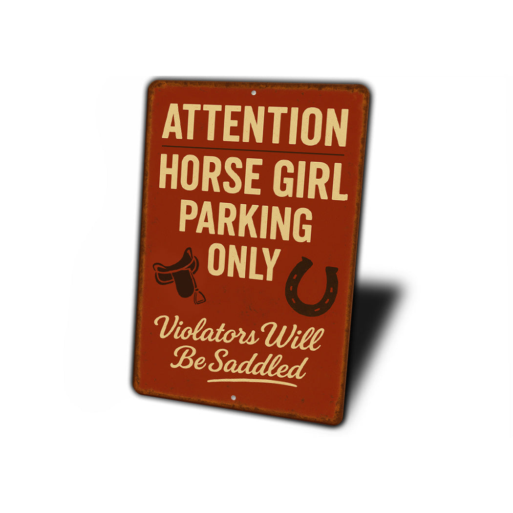 Horse Girl Reserved Parking Cowgirl Equestrian Rustic Sign