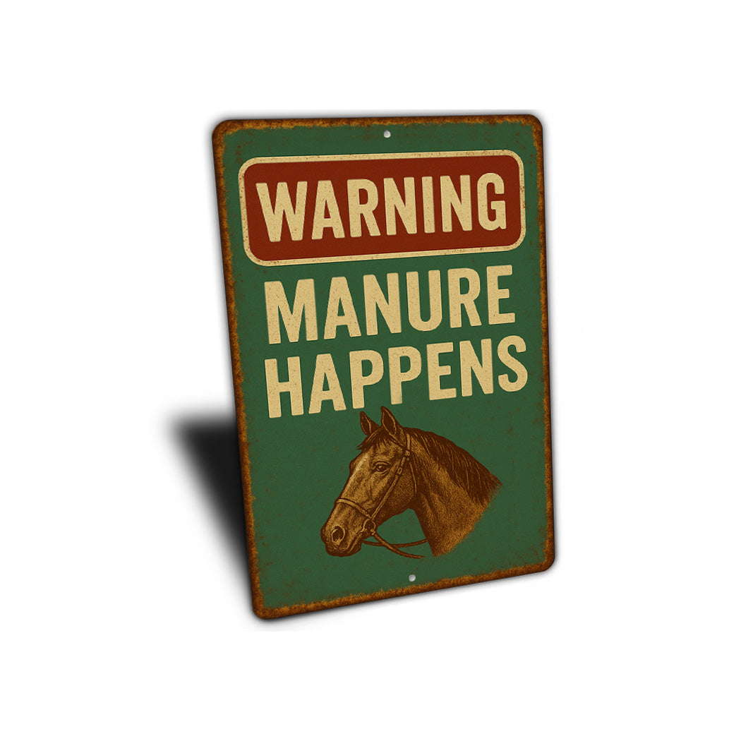 Warning Manure Happens Horse Rustic Ranch Sign