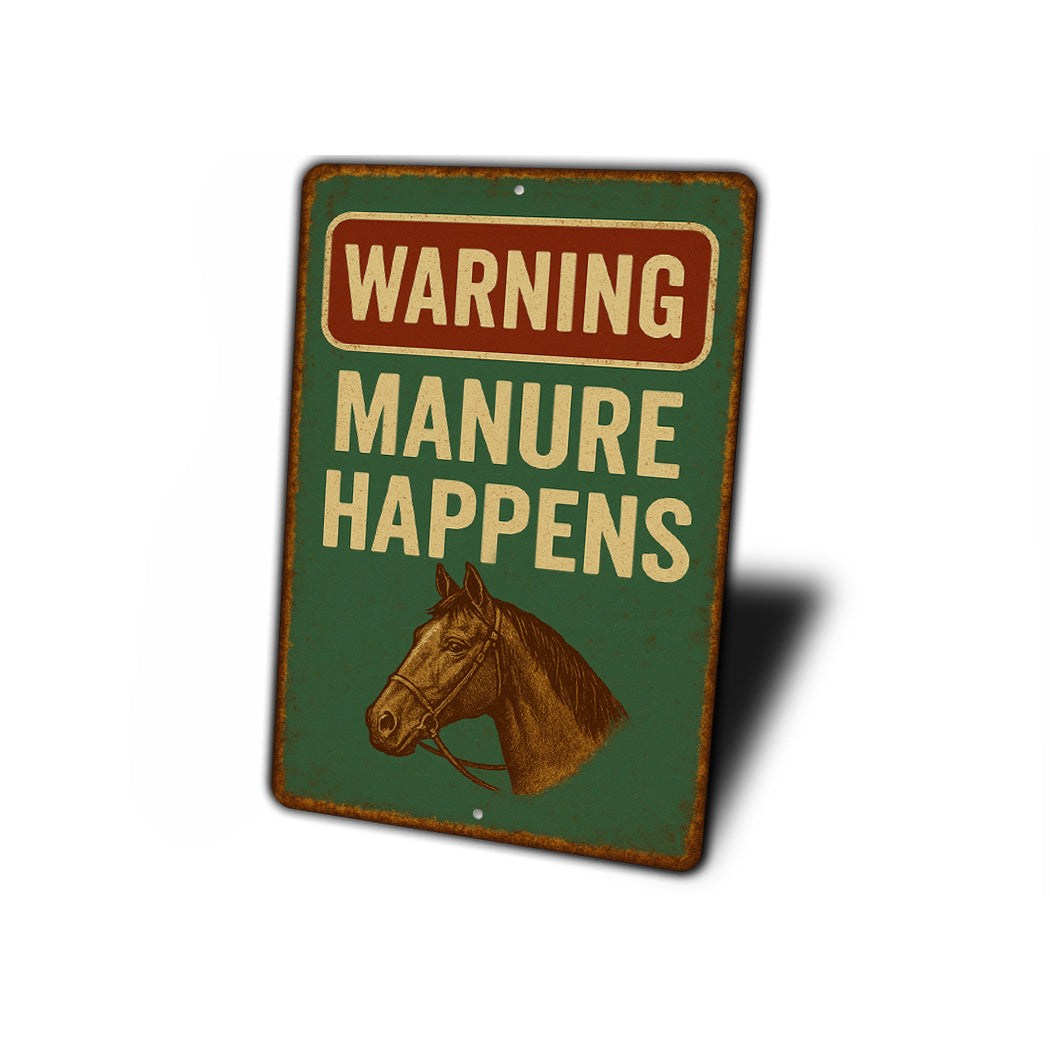 Warning Manure Happens Horse Rustic Ranch Sign