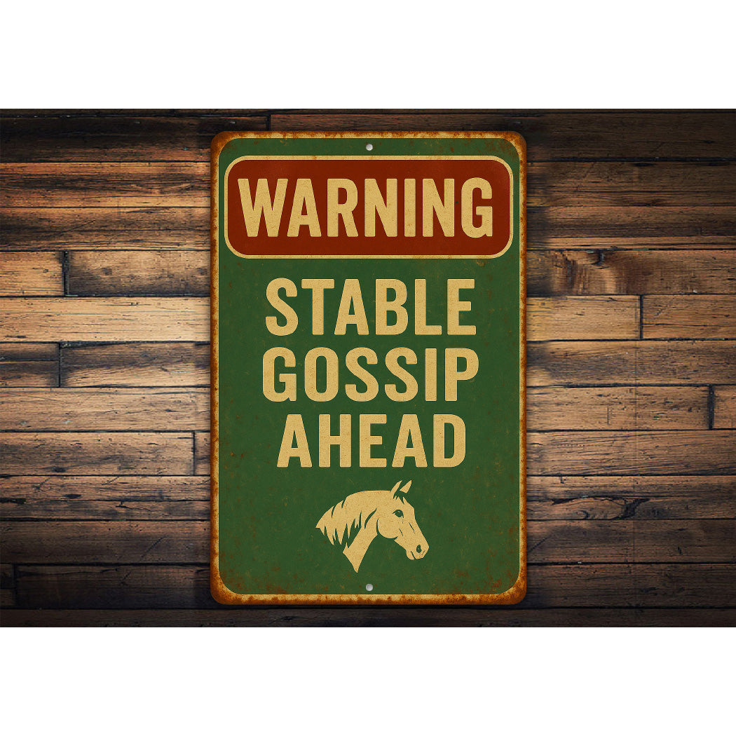 Stable Gossip Ahead Horse Farm Rustic Ranch Sign