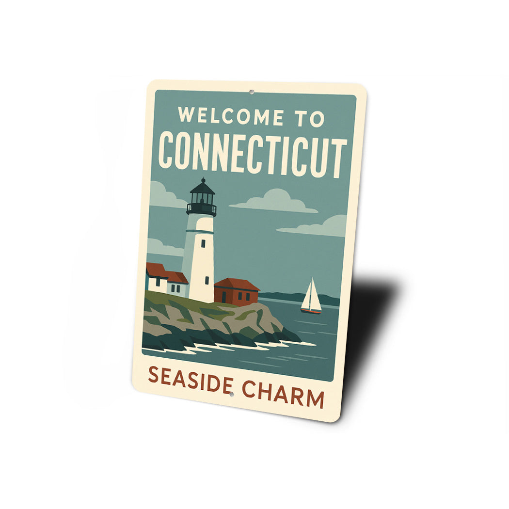 Welcome To Connecticut Seaside Charm Sign